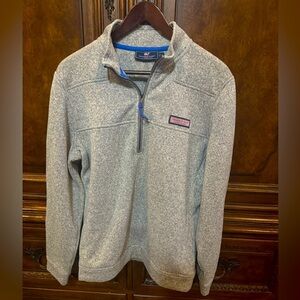 Men’s Vineyard Vines S gray heather quarter zip Classic Shep Shirt exc cond